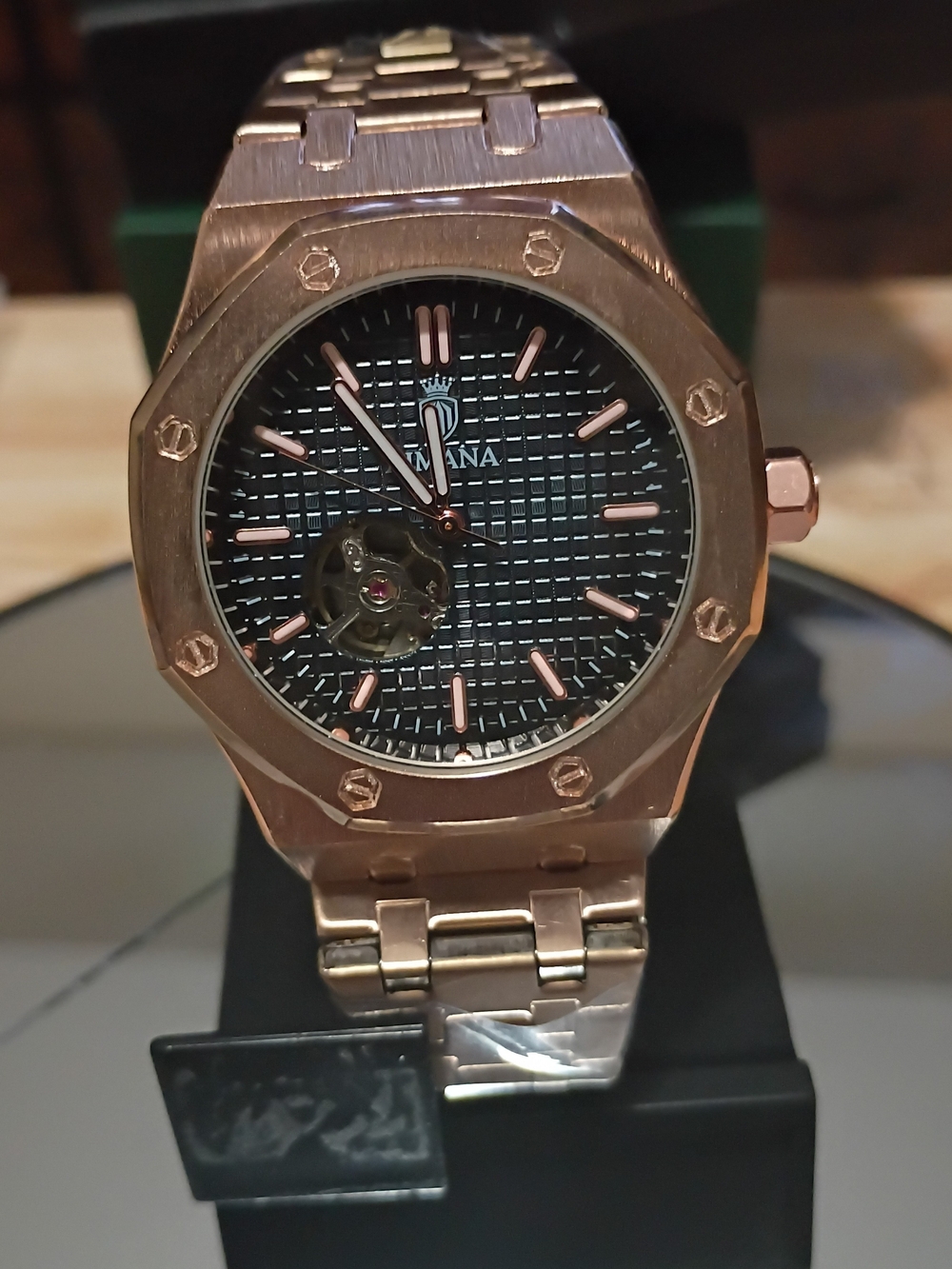 Mariana Rose Gold Men's Automatic Watch - Black Dial